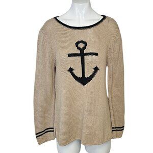 Wooden Ships Paola Buendia Nautical Loose Knit Sweater, Stretch, Size M/L